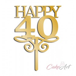 Topper HAPPY FORTY χρυσός καθρέπτης Ακρυλικό 16,5 Χ 12 εκ