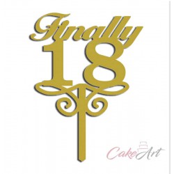 Topper FINALLY EIGHTEEN χρυσός καθρέπτης Ακρυλικό 16 Χ 12 εκ