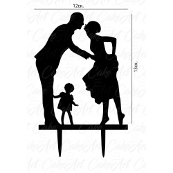 Topper ζευγάρι με παιδί 12x13εκ. Μαύρο πλέξιγκλας