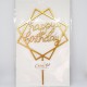 Topper Happy Birthday DS 18x10εκ. Σε Χρυσό Plexiglass 3χιλ.