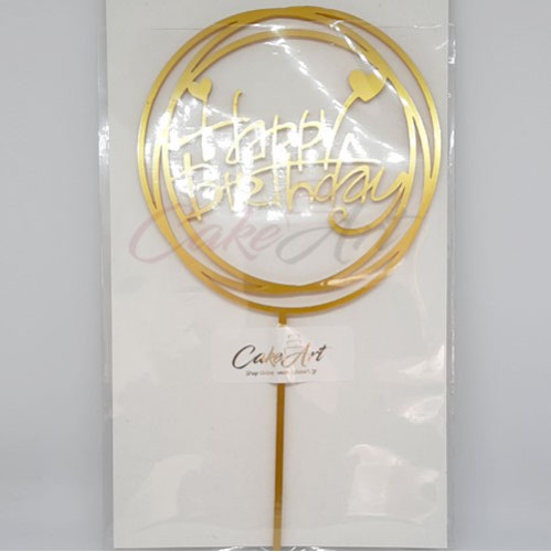 Topper Happy Birthday 18x10εκ. Σε Χρυσό Plexiglass 3χιλ.