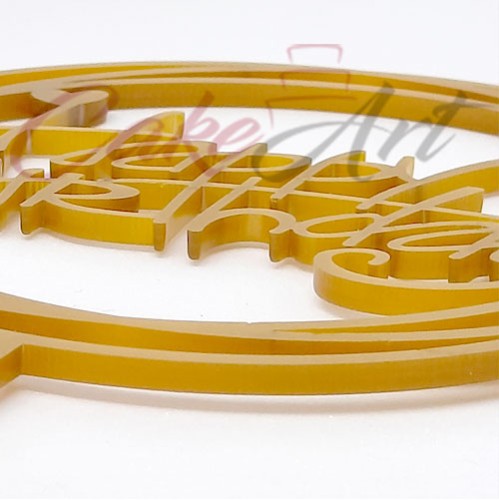 Topper Happy Birthday 18x10εκ. Σε Χρυσό Plexiglass 3χιλ.