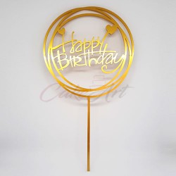 Topper Happy Birthday 18x10εκ. Σε Χρυσό Plexiglass 3χιλ.