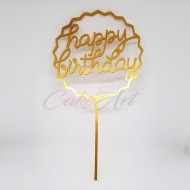 Topper Happy Birthday Z 18x10εκ. Σε Χρυσό Plexiglass 3χιλ.