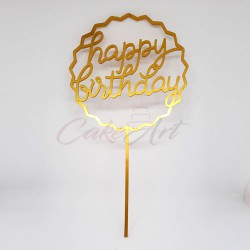 Topper Happy Birthday Z 18x10εκ. Σε Χρυσό Plexiglass 3χιλ.