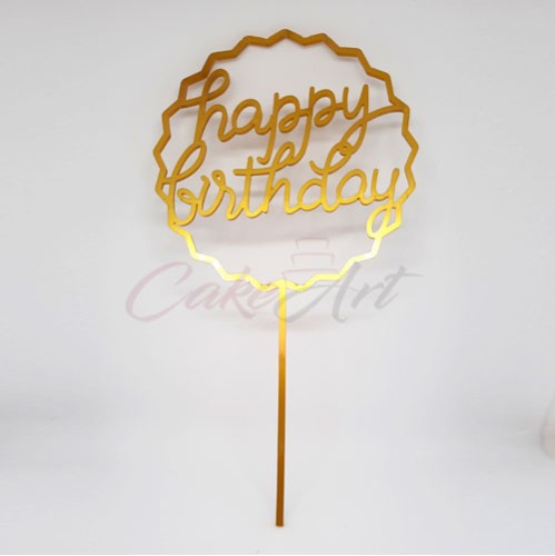 Topper Happy Birthday Z 18x10εκ. Σε Χρυσό Plexiglass 3χιλ.