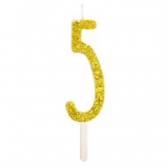 Χρυσό Γλίτερ Κεράκι γενεθλίων 8εκ. No:5 - 1 TEM