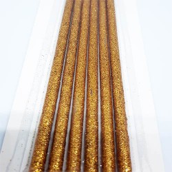 Σετ Χρυσά Κεριά 15εκ με glitter και Βάση 6τεμ. 