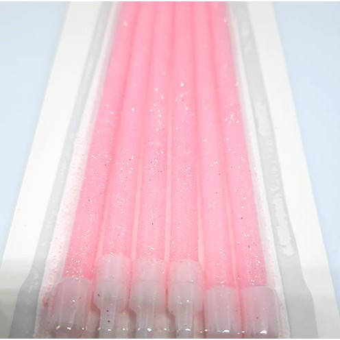 Σετ Ρόζ Κεριά 15εκ με glitter και Βάση 6τεμ.