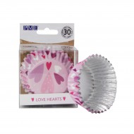 Θήκες για cupcakes Foil Love Hearts της PME 30Tεμ.