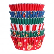 Χριστουγεννιάτικες θήκες για cupcakes με επένδυση από αλουμινόχαρτο - Santa Mix (Συσκευασία των 100)