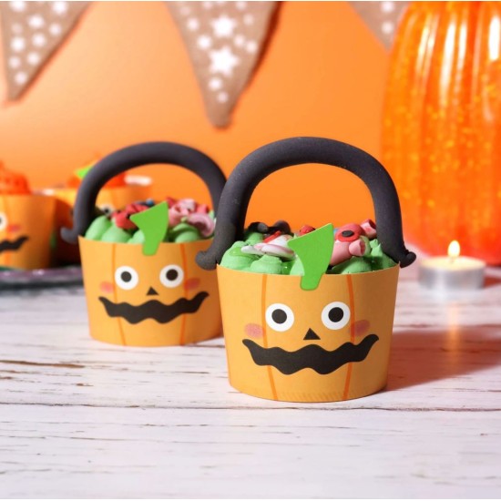 Jack-O-Lantern Κυπελλάκια ψησίματος PME ​​για το Halloween με θήκες για cupcakes -  (Σετ 12 τεμαχίων)