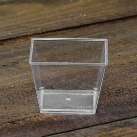 Πλαστικά Ποτηράκια Γλυκού Τετράγωνο με καπάκι 70cc Διάφανα 100τεμ.