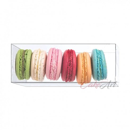 Κουτί πλαστικό διαφανές για 6 Macaron 18x4,5x4,5εκ. Ύψος 1 Τεμ.