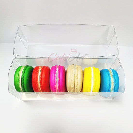 Κουτί πλαστικό διαφανές για 6 Macaron 18x4,5x4,5εκ. Ύψος 1 Τεμ.