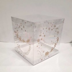 Χριστουγεννιάτικο Κουτί PVC Gelatin Τετράγωνο 25 x 25 x Y26,5εκ. Χρυσοτυπία