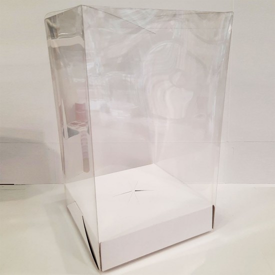 Κουτί πλαστικό διαφανές κύβος 21x21xY35εκ. Ύψος μαζί με τη βάση