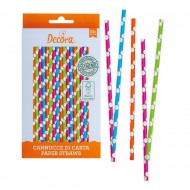 Πολύχρωμα Χάρτινα βιοδιασπώμενα Καλαμάκια - 80 Τεμ.