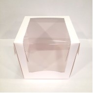 Λευκό κουτί μεταφοράς τούρτας με 2 παράθυρα 20x20xY20εκ.