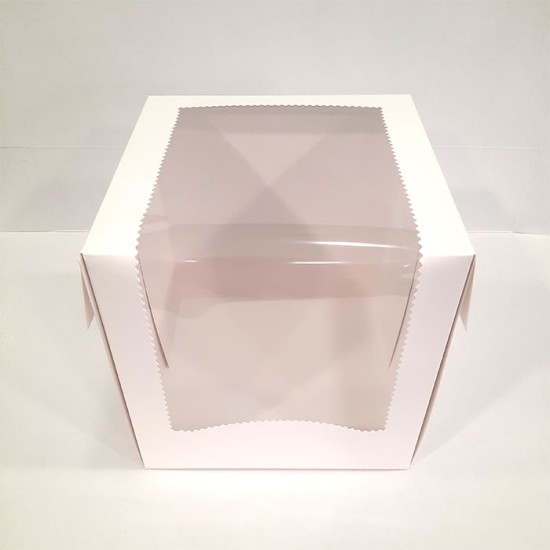 Λευκό κουτί μεταφοράς τούρτας με 2 παράθυρα 20x20xY20εκ.