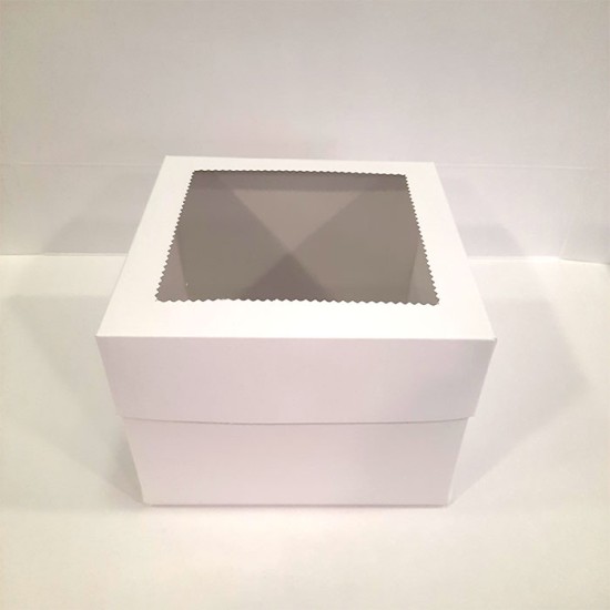 Λευκό κουτί μεταφοράς τούρτας με παράθυρο 25x25xY15,2εκ.
