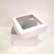Λευκό κουτί μεταφοράς τούρτας με παράθυρο 20x20xY15,2εκ.