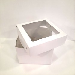 Λευκό κουτί μεταφοράς τούρτας με παράθυρο 20x20xY15,2εκ.