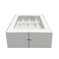 Λευκό Κουτί για 12 Cupcakes 10εκ ύψος / Muffins με παράθυρο
