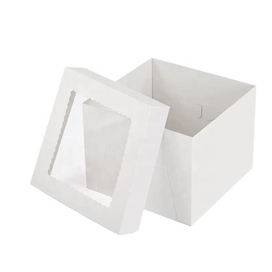 Λευκό κουτί μεταφοράς τούρτας με παράθυρο 40x40xY15εκ.