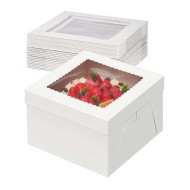 Λευκό κουτί μεταφοράς τούρτας με παράθυρο 40x40xY15εκ.