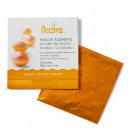 Πορτοκαλί Φύλλα Αλουμινίου Περιτυλίγματος για Σοκολάτα 10 x 10εκ. - 150Τεμ.