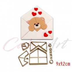 Αρκουδάκι σε φάκελο με καρδιές 3D Κουπατ 9x9,2 εκ. 