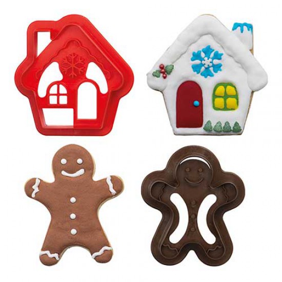 Gingerbread Man & Χιονισμένο Σπίτι- Σετ 2 κουπάτ πλαστικά  -Decora