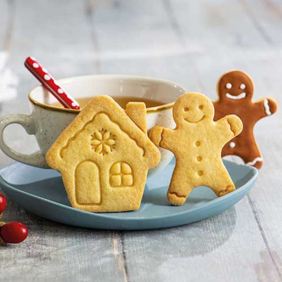 Gingerbread Man & Χιονισμένο Σπίτι- Σετ 2 κουπάτ πλαστικά  -Decora