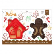 Gingerbread Man & Χιονισμένο Σπίτι- Σετ 2 κουπάτ πλαστικά  -Decora 