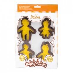 Ευτυχισμένη οικογένεια κουπάτ με διακόσμηση σφραγίδα  