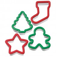 Σετ 4 χριστουγεννιάτικων κουπάτ πλαστικό με grip  -Wilton