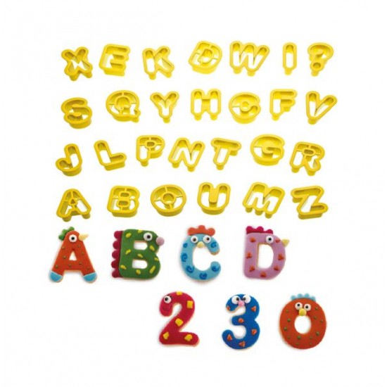 Σετ 36 πλαστικών κοπτικών γραμμάτων και αριθμών 1,6 εκ ύψος