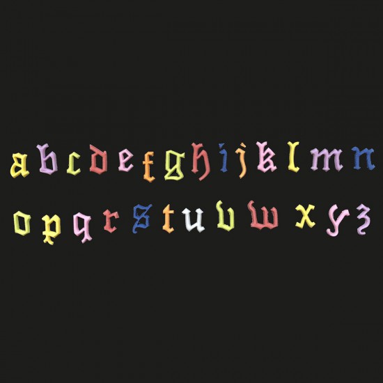 Cutter - Παλιά αγγλική γραμματοσειρά πεζά γράμματα και αριθμοί σε 2 λωρίδες - FMM