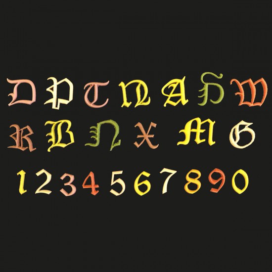 Cutter - Παλιά αγγλική γραμματοσειρά κεφαλαία γράμματα και αριθμοί σε 4 λωρίδες - FMM