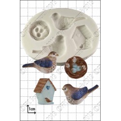 Μικρά Πουλάκια με Φωλιά και Σπιτάκι - Καλούπι Σιλικόνης της FPC