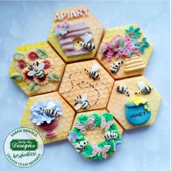 Κηρήθρα και Μέλισσες - Συνεχόμενο Καλούπι Σιλικόνης - της Katy Sue