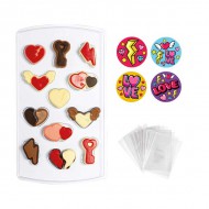 Καλούπι καρδιάς Σετ με 40 σακουλάκια και αυτοκόλλητα