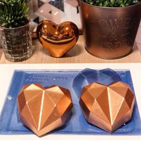 Καρδιές Διαμαντένιες καλούπι σοκολάτας 100 x 92 x 30 χιλ  - 3 εξαρτημάτων.