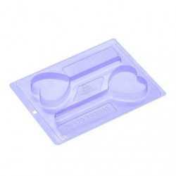 Καρδιές καλούπι σοκολάτας γλειφιτζούρι 77 x 72 x 15 χιλ  - 3 εξαρτημάτων.