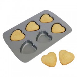 Καρδιές Αντικολλητικό ταψί 6 θέσεων της PME 37.3 x 26,1 x 2,5εκ.