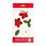 Ποινσέτια και Γκι σε ζάχαρη - Διακοσμητικά Ζάχαρης-7Τεμ.