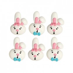 Λαγουδάκια- Διακοσμητικά Ζάχαρης-6Τεμ.