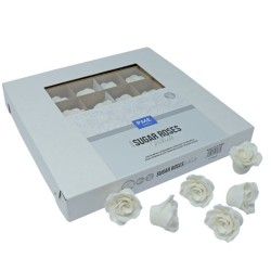 Τριαντάφυλλα  Λευκά ζάχαρης 4εκ για Διακόσμηση Τούρτας, Σετ 36 Τεμ