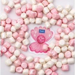 Τραγανές μίνι marshmallows με Ροζ - Λευκή επικάλυψη 86γρ.